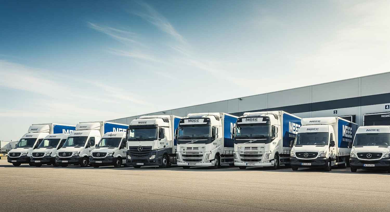 professional moving truck with company logo, blue color scheme